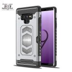 Wholesale Galaxy Note 9 Metallic Plate Case Work with Magnetic Holder and Card Slot (Silver)